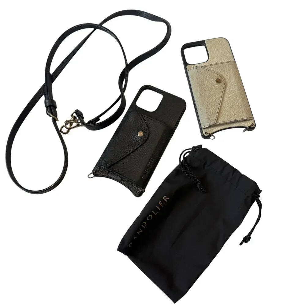 set of 2 Bandolier pebble leather cases for Apple iphone 12 Pro A1 2233